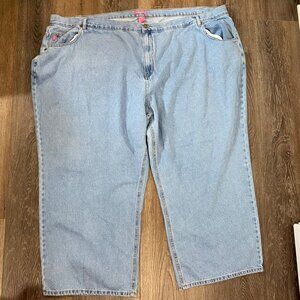 ☀️Woman Within Womens 40W Light Wash Denim Cotton Jeans Relaxed Fit High Rise